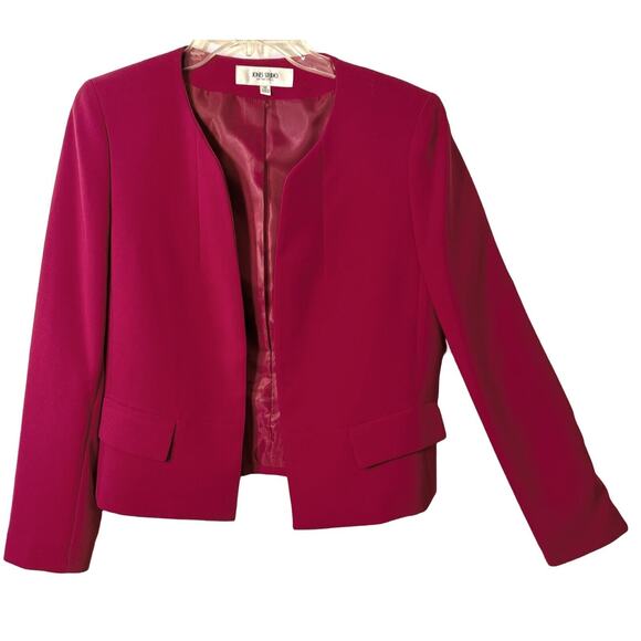 Jones Studio Blazer Jacket Womens Size 10 Fuschia Pink Open Collarless Lined - Picture 1 of 8